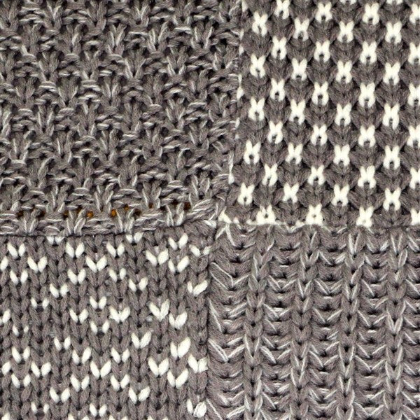 Pillow Decor, Hygge Gray Check Knit Pillow