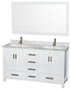Wyndham WCS141460DWHCMUNSM58 60 Inch Double Vanity with Sinks and Mirror