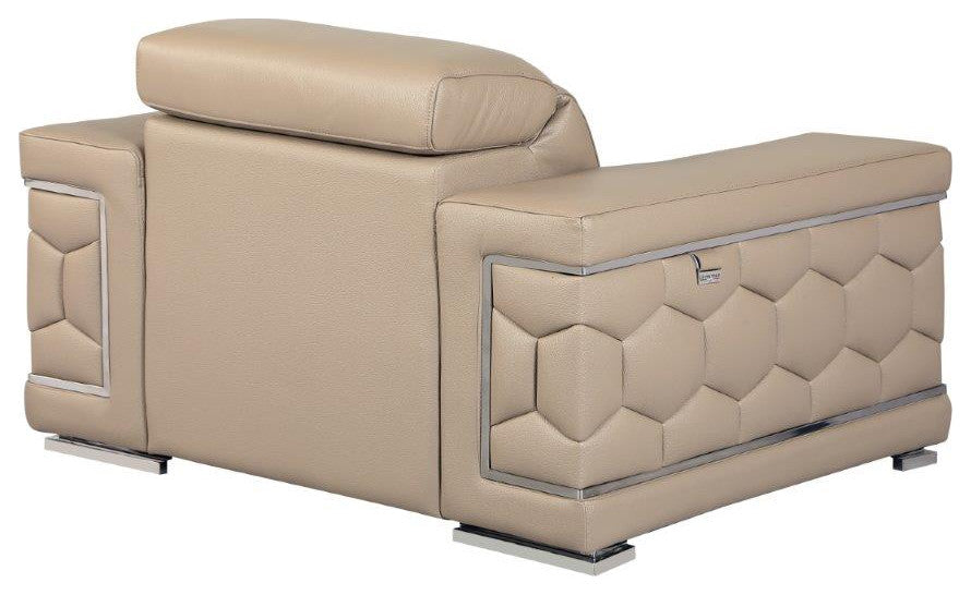 Rome Contemporary Genuine Italian Leather Armchair Beige