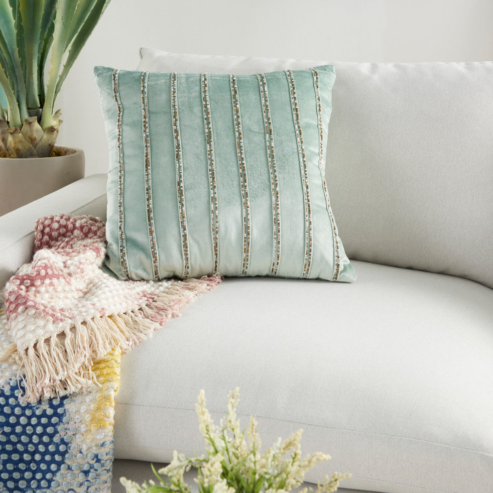 Mina Victory AZ217 Throw Pillow, Celadon, 20"x20"