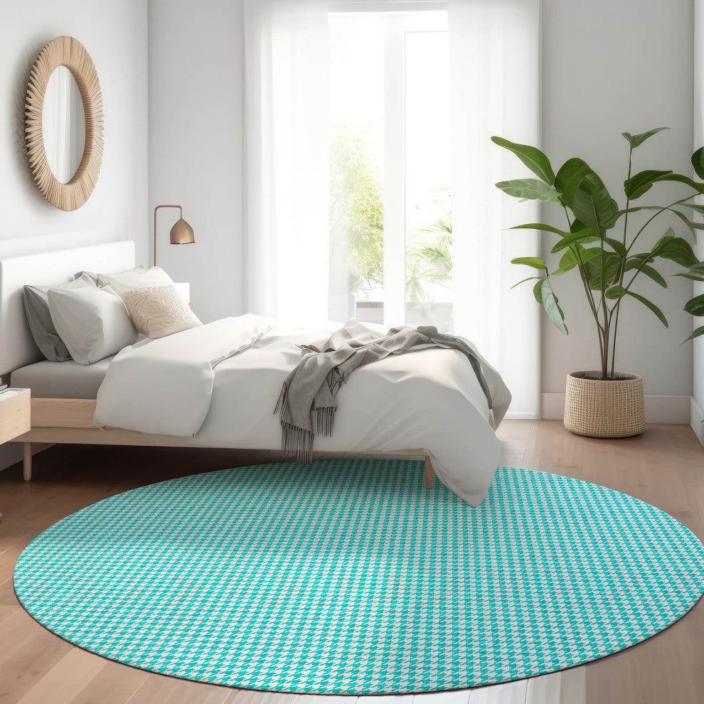 Indoor/Outdoor Hinton HN1 Aqua Machine Washable 6' x 6' Rug