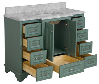 Nantucket 48" Bathroom Vanity, Sage Green, Carrara Marble