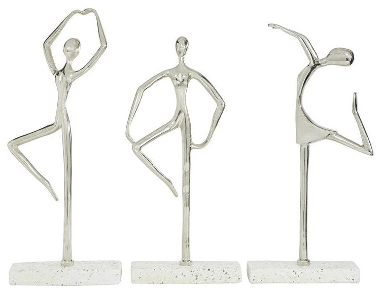 Silver Modern Dancer Sculpture, Set of 3