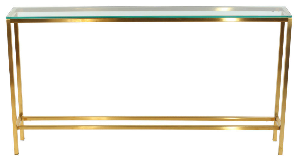Cortesi Home Juan Console Table, Brushed Gold and Glass