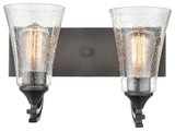 Natalie Collection 2 Light 14.5 in. Matte Black Bathroom Vanity Light