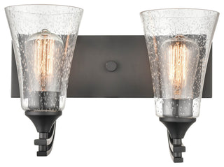 Natalie Collection 2 Light 14.5 in. Matte Black Bathroom Vanity Light
