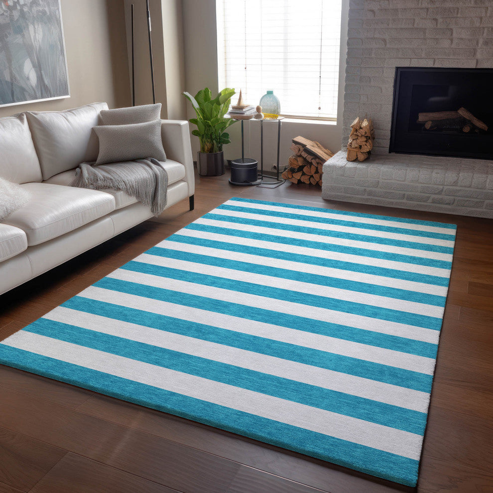 Premium Machine Washable Mayfield AMF528 Teal 8' x 10' Rug
