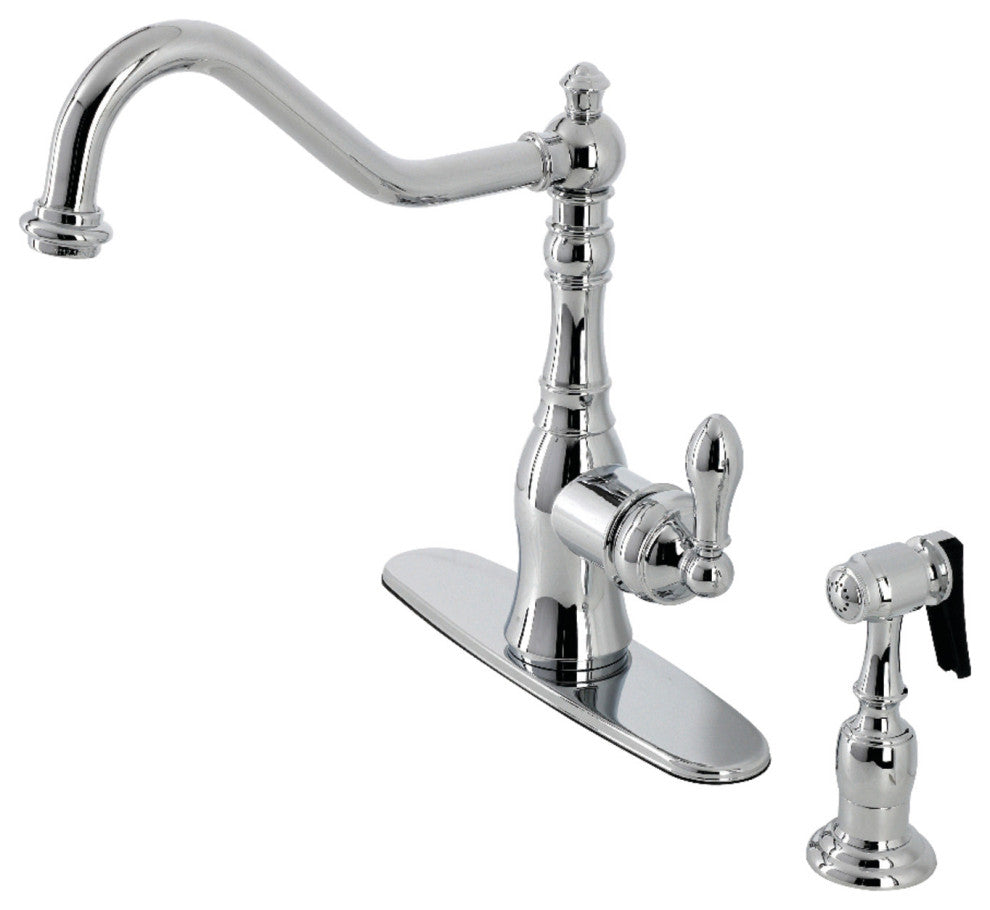 GSY7701ACLBS Single Handle Kitchen Faucet With Brass Sprayer, Polished Chrome