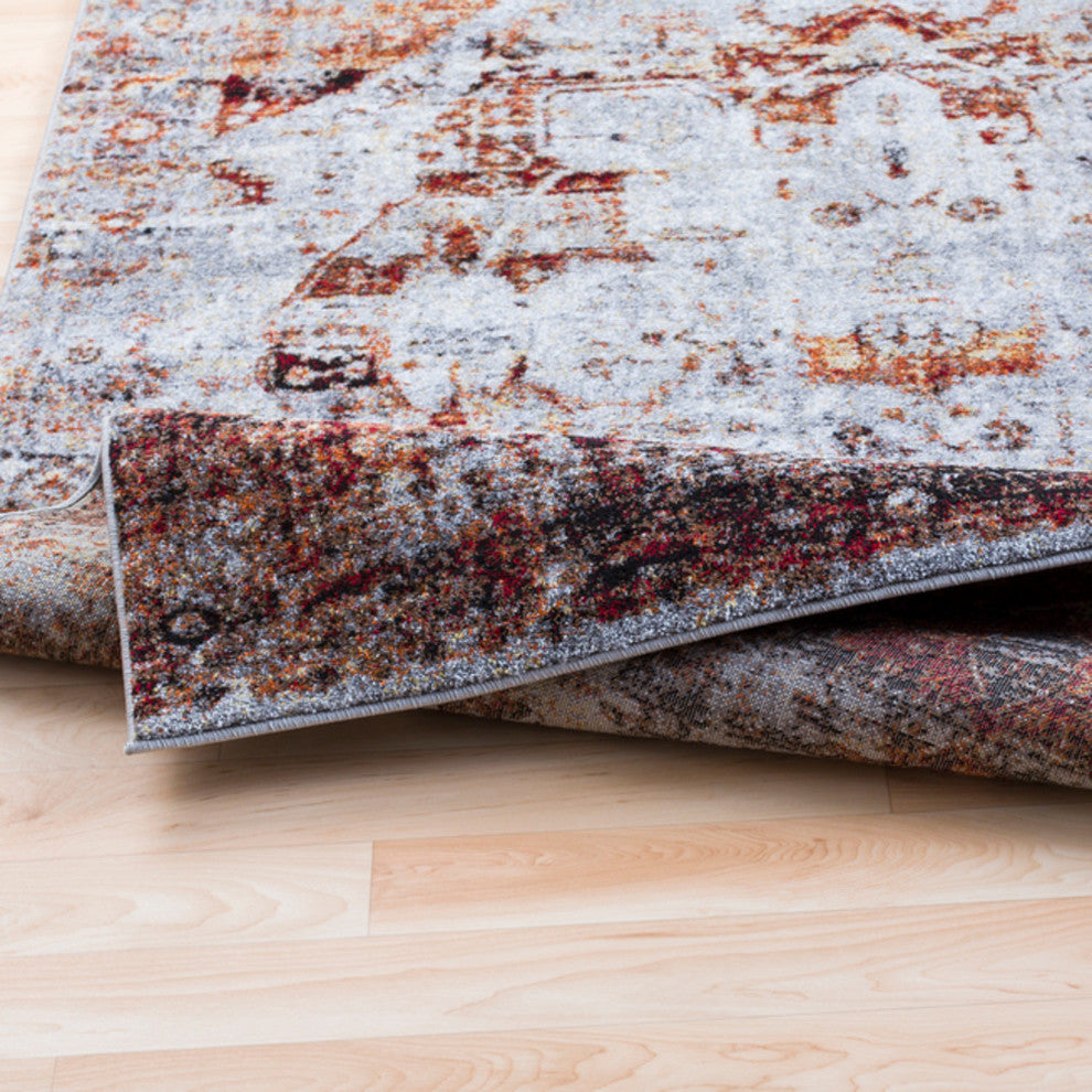 Surya Serapi SRP-1010 5'3"x7'3" Rug, Red/Ivory/Black/Orange/Gray/Yellow