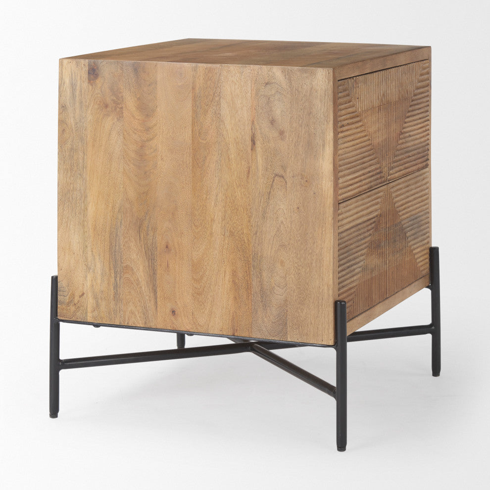 Cairo Light Brown Solid Wood 2 Drawer Accent table