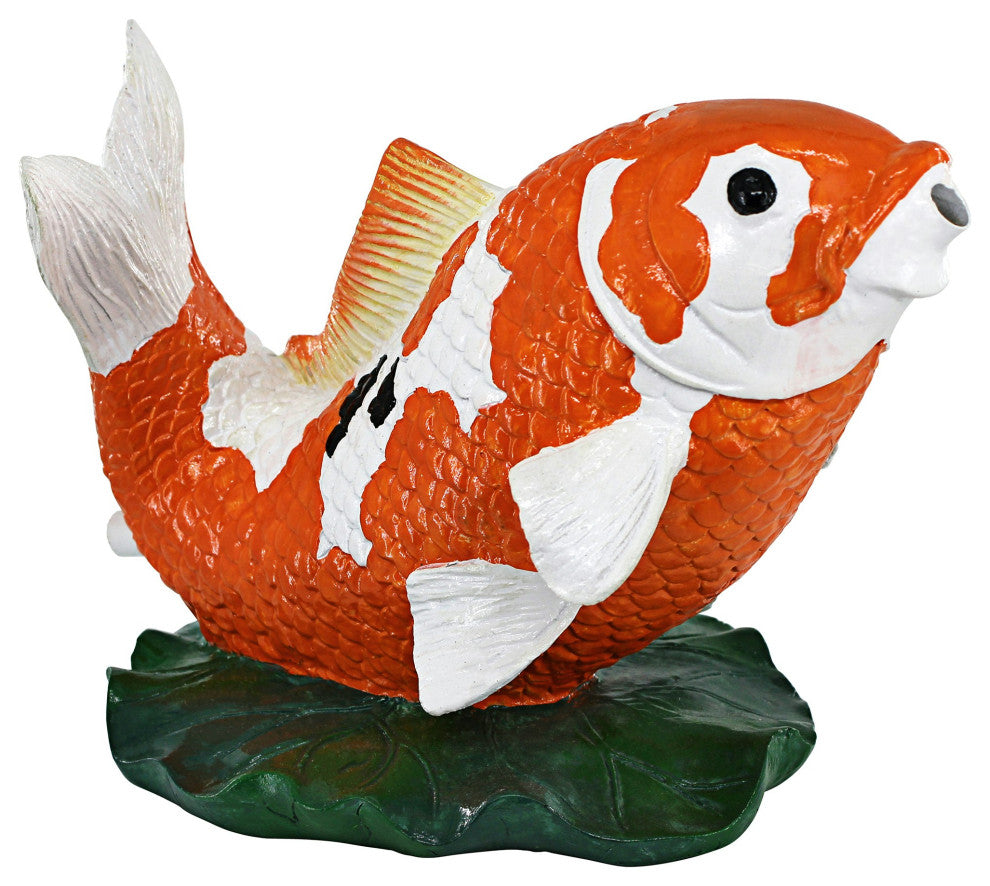 Kohaku Asian Koi Piped Spitter Statue