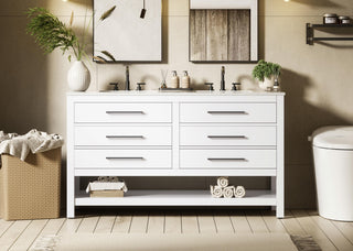 Home Living 60" Double Bathroom Vanity, White