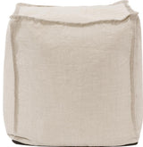 Traditional Prairie Linen Square Pouf Ottoman