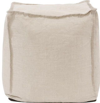 Traditional Prairie Linen Square Pouf Ottoman