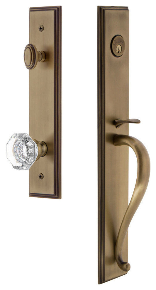 Carre' 1-Piece Dummy Handleset, S Grip and Chambord Knob, Vintage Brass, 848963