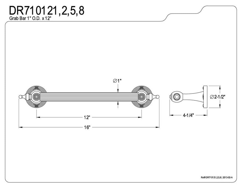 Kingston Brass Satin Nickel Templeton 12" Decorative Grab Bar DR710128