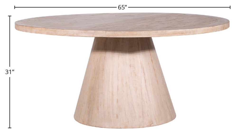 Antonio Round Reclaimed Pine Cone Pedestal Base Dining Table, 65" Diameter