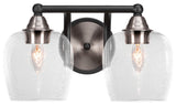Paramount 2-Light Bath Bar, Matte Black & Brushed Nickel, 6" Clear Bubble Glass