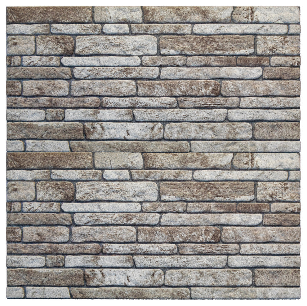 Faux Brick 3D Wall Panels, Light Brown Gray, Set of 10, Covers 53 sq ft