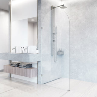 VIGO Arden 34" W x 78" H Frameless Fixed Shower Screen, Chrome, Clear Glass