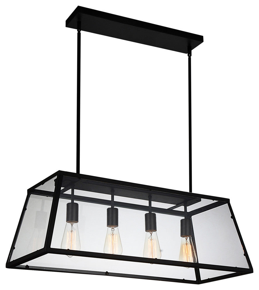 Alyson 4 Light Down Chandelier With Black Finish