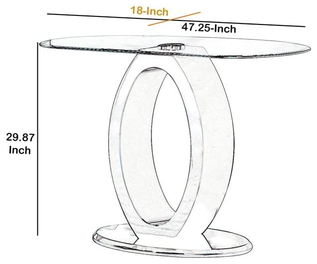 Benzara BM207924 Contemporary Glass Top Sofa Table with O Shape Base, Black