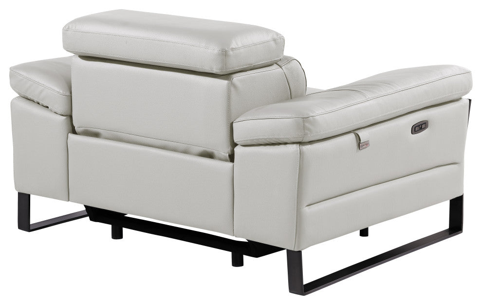 Antonio Italian Leather Power Reclining Arm Chair, Light Gray