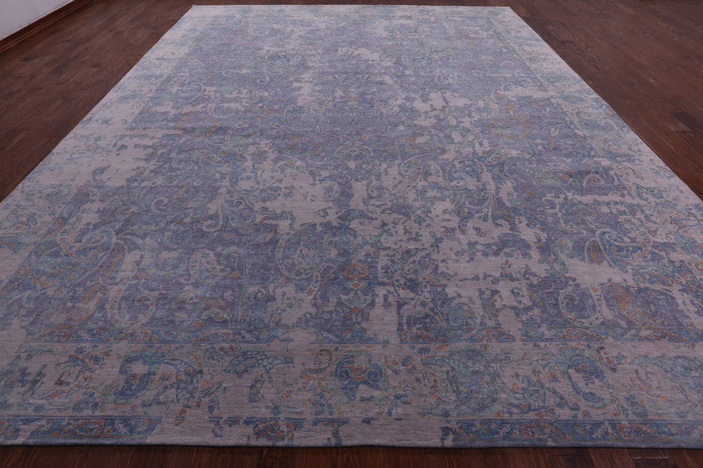 Wool and Silk Modern Handmade Rug 12' 0" X 15' 1" Q8858