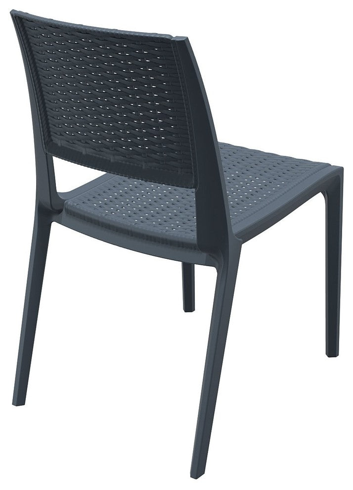 Verona Resin Wickerlook Dining Chair, Dark Gray