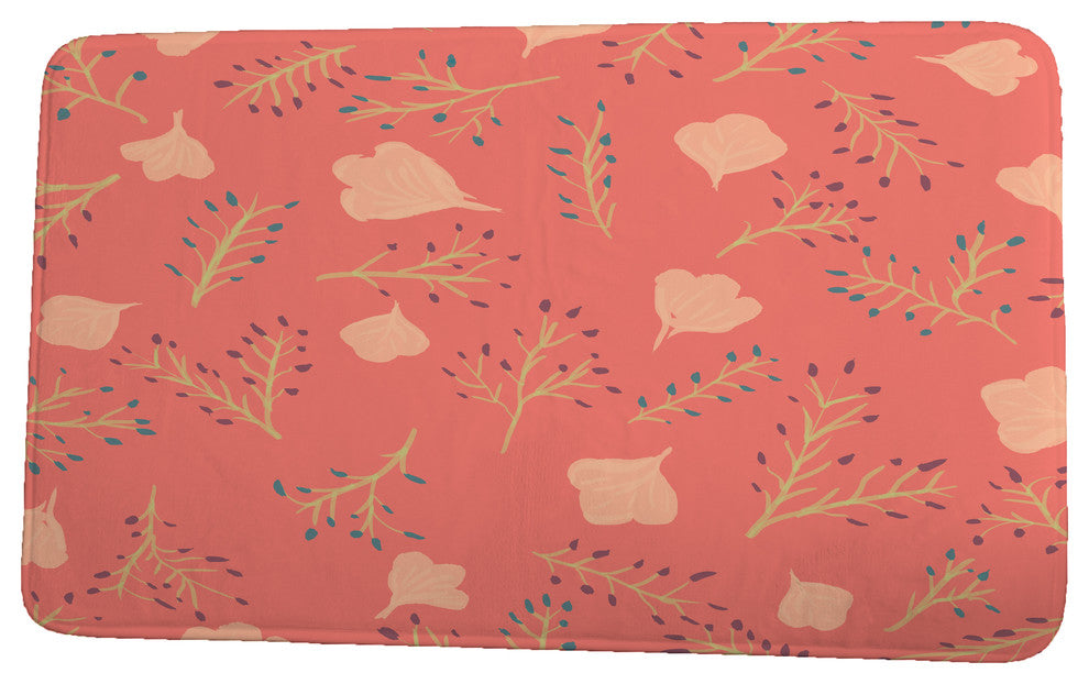 Botanical Blooms Spring Blooms Floral Print Bath Mat, Coral, 17"x24"