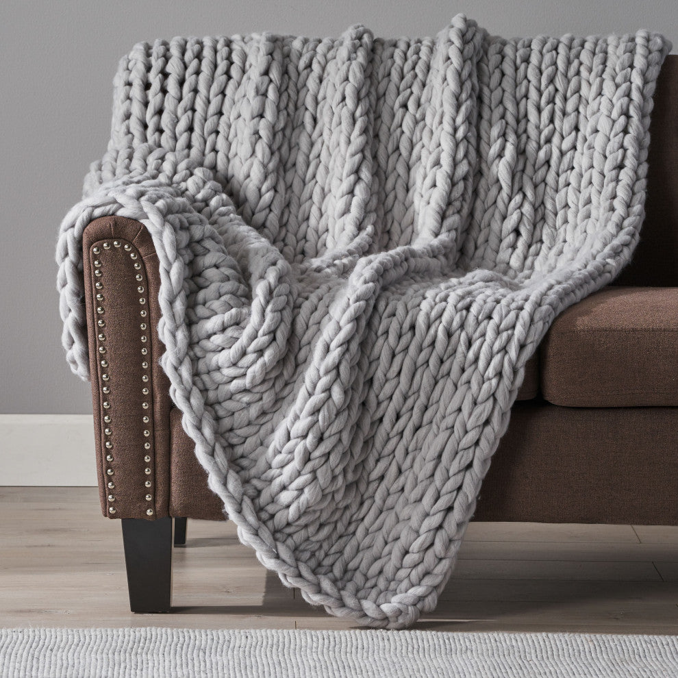 GDF Studio Jacqueline Acrylic Fabric Throw Blanket, Gray