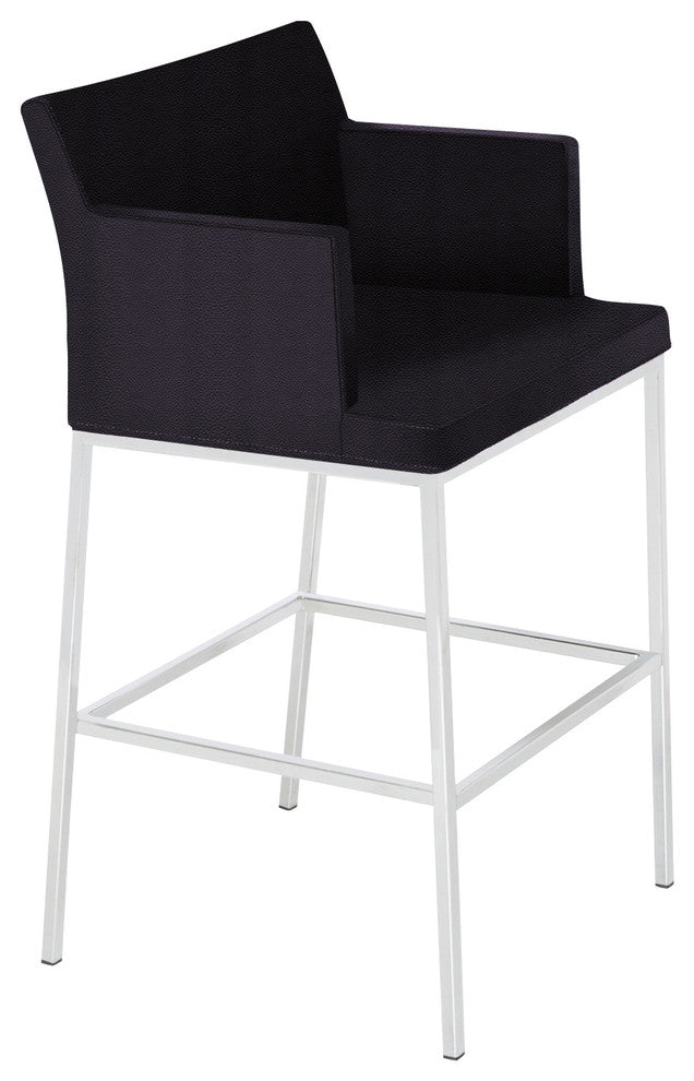 Soho Chrome Stools, Chrome Base, Black Ppm