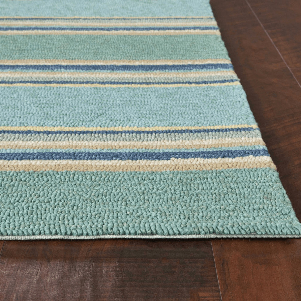 5' X 7' Ocean Stripes Uv Treated Indoor Outdoor Area Rug
