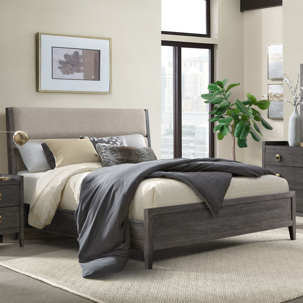 Portia Complete Upholstered Bed, Brushed Brindle, King
