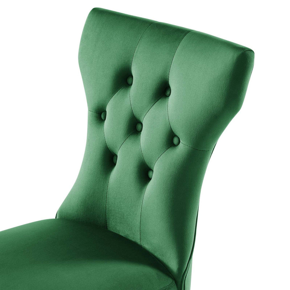 Side Dining Chair, Set of 2, Green, Velvet, Modern, Cafe Bistro Hospitality