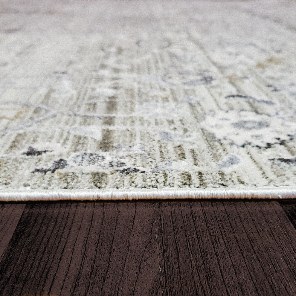 Dynamic Rugs Refine Shrink Poly Area Rug, Taupe Silver Gold, 7'x9'6"
