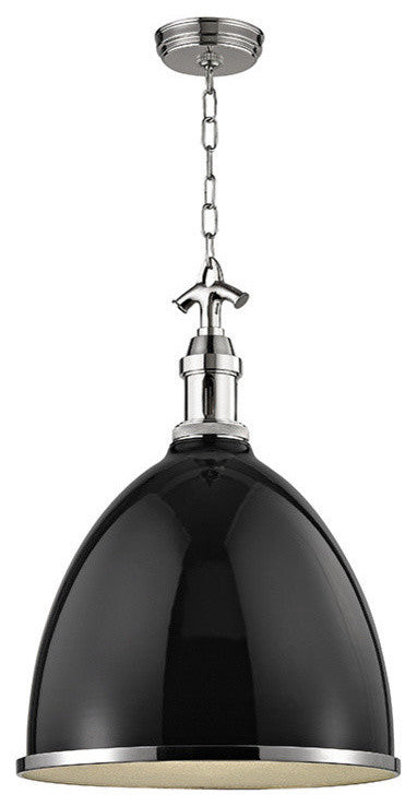 Viceroy, 1 Light, 17, Pendant, Black, Polished Nickel Finish