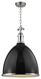 Viceroy, 1 Light, 17, Pendant, Black, Polished Nickel Finish
