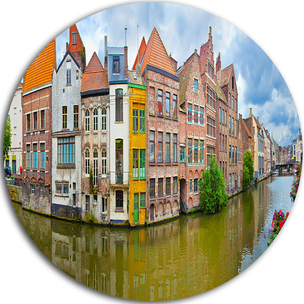 Ghent Belgium Landscape, Photography Disc Metal Wall Art, 36"
