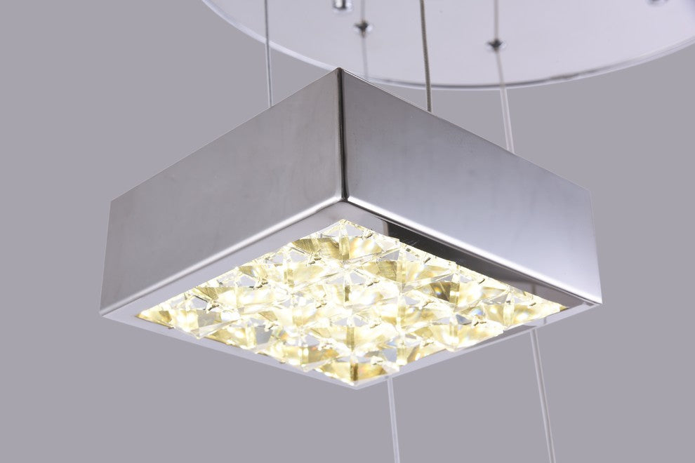 Chrome Frame LED Box Light Fixture With Clear Crystal Bottom