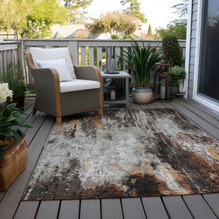 Machine Washable Indoor/Outdoor Chantille ACN1640 Gray 10' x 14' Rug