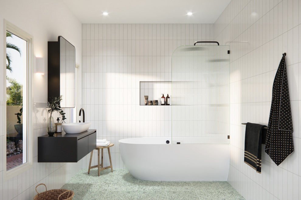 Bathtub Fixed Panel, Fluted Radius, Right Hand, Oil Rubbed Bronze