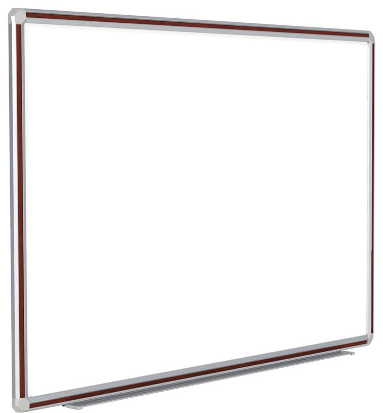 Ghent 48"x96" Aluminum Frame Ceramic Magnetic Whiteboard - Mahog. Trim