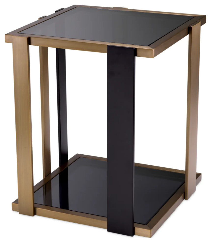 Black Glass Side Table, Eichholtz Billinghurst