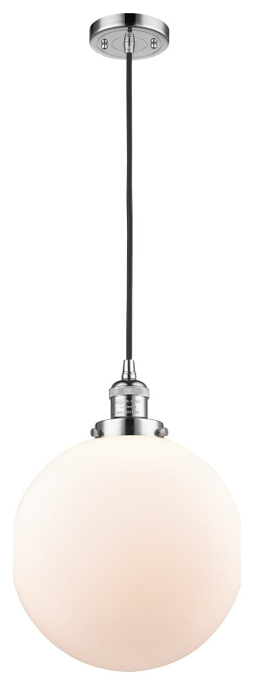 Beacon Mini Pendant, Polished Chrome, Matte White