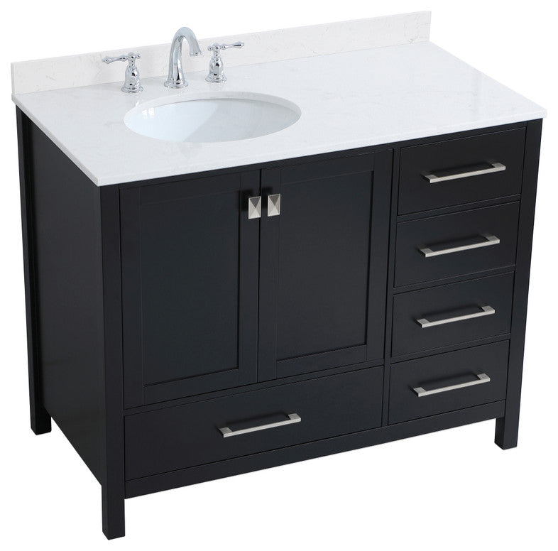 Iris 42" Single Bathroom Vanity, Black With Backsplash