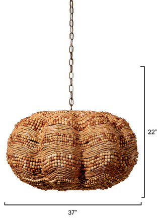 Clamshell Wood Beaded 4-Light Chandelier, Natural