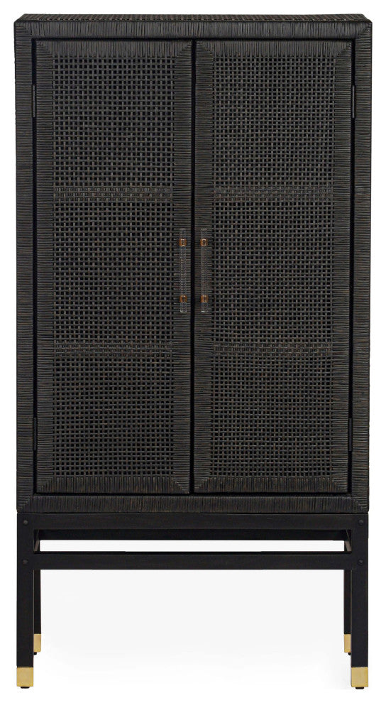 Amara Woven Rattan Wall Cabinet, Charcoal