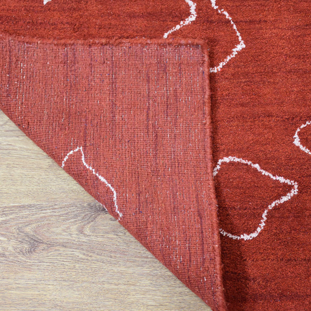 HAND KNOTTED LOOM SILK AREA RUGS-8'x10',Rectangle,Light Red White,Contemporary