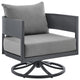 Argiope Outdoor Patio Swivel Rocking Chair, Gray Aluminum With Cushions